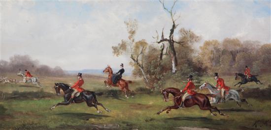 Rudolf Stone (19th century) Hunting scenes 5.75 x 11.75in.